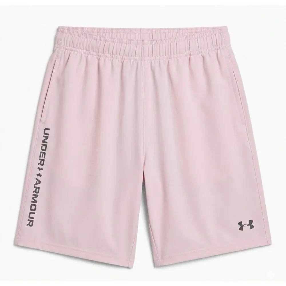#309. UnderArmour Prime Pink 8.25” Tech WovenWordmark Logo-Print Tech Shorts NWT